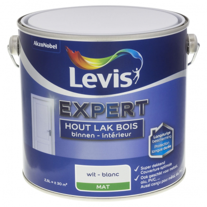 Laque Expert pour bois intérieur blanche mate 2,5 L LEVIS