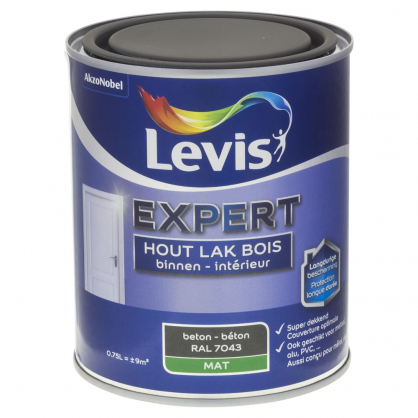 Laque Expert pour bois intérieur Béton mate 0,75 L LEVIS