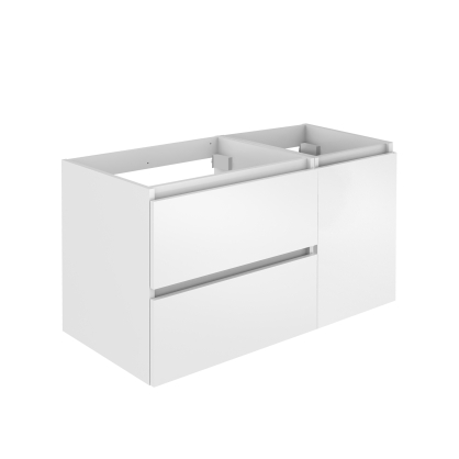 Meuble sous-plan 2 tiroirs 1 porte Lunik blanc brillant 90 x 46 x 55 cm ALLIBERT