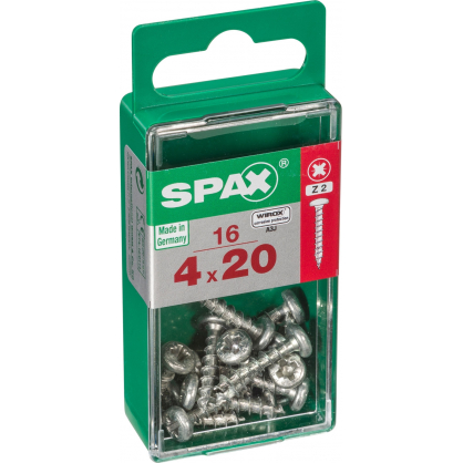 Vis à tête ronde 4 x 20 mm 16 pièces SPAX