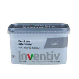 Peinture pour mur boiserie radiateur Gris Graphite n°3 satiné 2,5 L INVENTIV