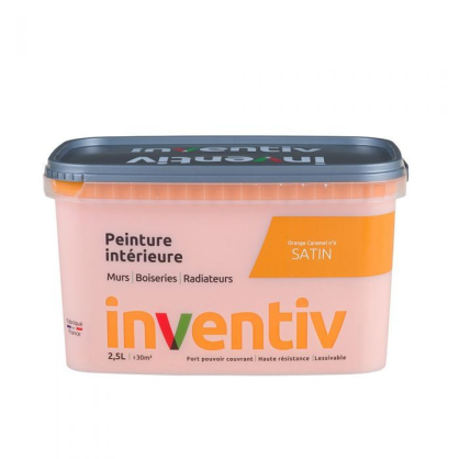 Peinture pour mur boiserie radiateur Orange Caramel n°6 satiné 2,5 L INVENTIV