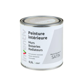 Peinture pour mur boiserie radiateur Marron Chocolat n°7 satiné 0,5 L INVENTIV