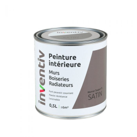 Peinture pour mur boiserie radiateur Marron Taupe n°3 satiné 0,5 L INVENTIV