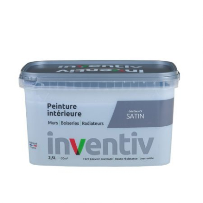 Peinture pour mur boiserie radiateur Gris Zinc n°3 satiné 2,5 L INVENTIV