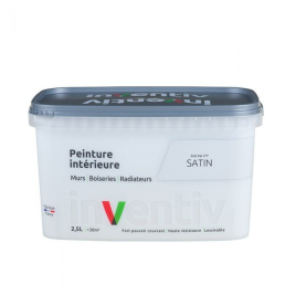 Peinture pour mur boiserie radiateur Gris Fer n°7 satiné 2,5 L INVENTIV