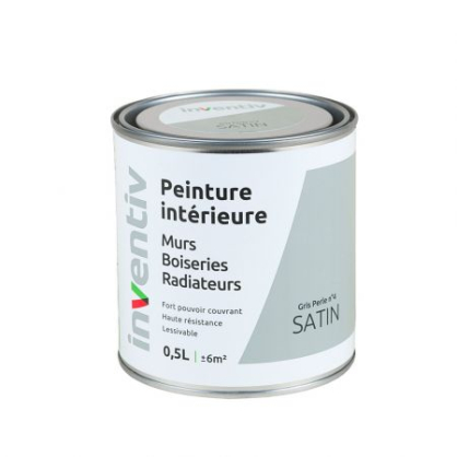 Peinture pour mur boiserie radiateur Gris Hiver n°2 satiné 2,5 L INVENTIV