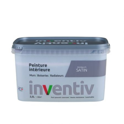 Peinture pour mur boiserie radiateur Gris Hiver n°3 satiné 2,5 L INVENTIV