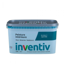 Peinture pour mur boiserie radiateur Bleu Maldives n°2 satiné 2,5 L INVENTIV