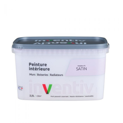 Peinture pour mur boiserie radiateur Violette n°6 satiné 2,5 L INVENTIV