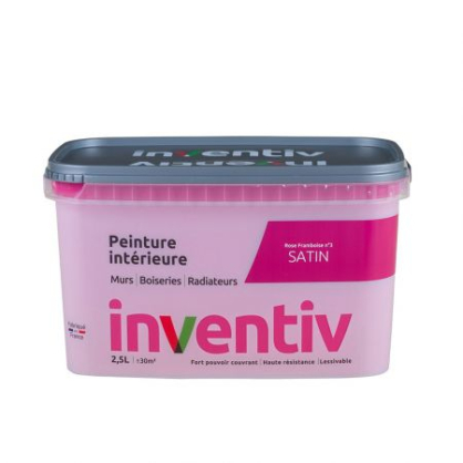 Peinture pour mur boiserie radiateur Rose Framboise n°3 satiné 2,5 L INVENTIV