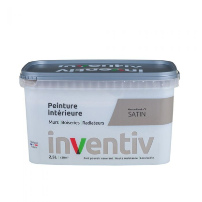 Peinture pour mur boiserie radiateur Marron fumé n°3 satiné 2,5 L INVENTIV