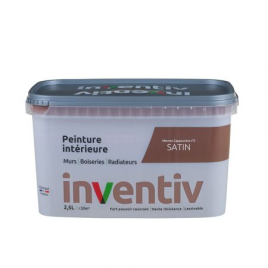 Peinture pour mur boiserie radiateur Marron Cappucino n°2 satiné 2,5 L INVENTIV