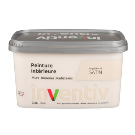 Peinture pour mur boiserie radiateur Beige Crème n°6 satiné 2,5 L INVENTIV