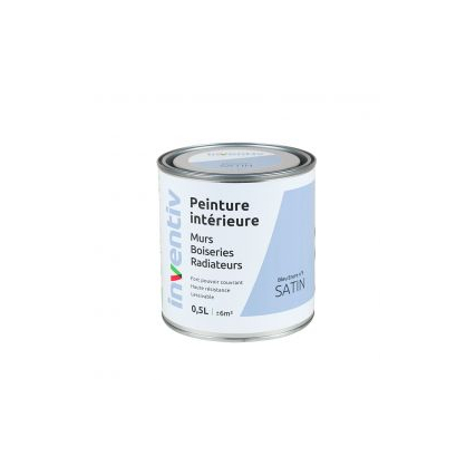 Peinture pour mur boiserie radiateur Bleu Encre n°5 satiné 0,5 L INVENTIV