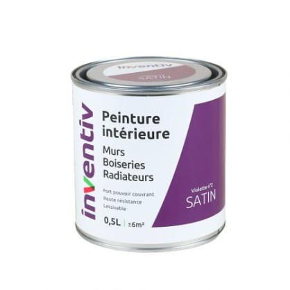 Peinture pour mur boiserie radiateur Violette n°2 satiné 0,5 L INVENTIV