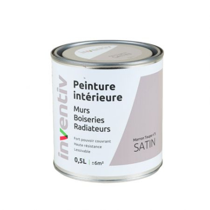 Peinture pour mur boiserie radiateur Marron Taupe n°5 satiné 0,5 L INVENTIV