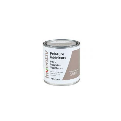 Peinture pour mur boiserie radiateur Marron Cappucino n°2 satiné 0,5 L INVENTIV