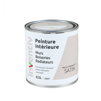 Peinture pour mur boiserie radiateur Marron Chataigne n°6 satiné 0,5 L INVENTIV