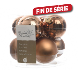 Boule de Noël en verre brun suede Ø 7 cm 8 pièces DECORIS