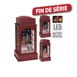 Lanterne en bois avec scène de Noël LED 32 cm