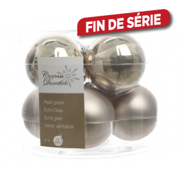 Boule de Noël en verre lin naturel en verre Ø 7 cm 8 pièces DECORIS