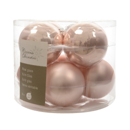 Boule de Noël en verre rose poudre Ø 7 cm 8 pièces DECORIS