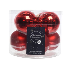 Boule de Noël en verre rouge Noël Ø 7 cm 8 pièces DECORIS