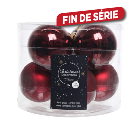 Boule de Noël en verre bordeaux Ø 7 cm 8 pièces DECORIS