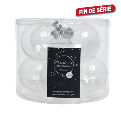 Boule de Noël en verre transparente en verre Ø 7 cm 8 pièces DECORIS