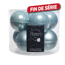 Boule de Noël en verre bleue brume en verre Ø 7 cm 8 pièces DECORIS