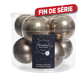 Boule de Noël en verre brun cachemire Ø 7 cm 8 pièces DECORIS