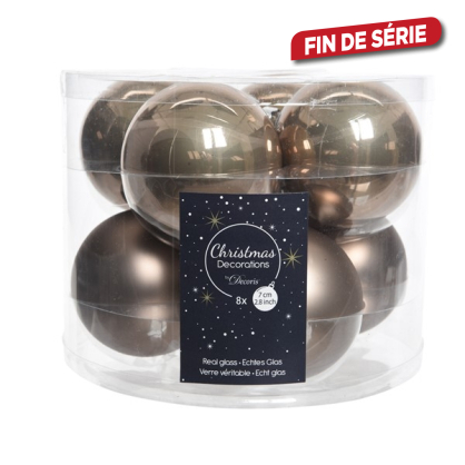 Boule de Noël en verre brun cachemire Ø 7 cm 8 pièces DECORIS