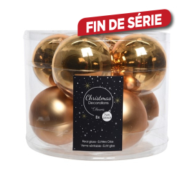 Boule de Noël en verre laiton doré Ø 7 cm 8 pièces DECORIS