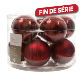 Boule de Noël en verre bordeaux Ø 6 cm 10 pièces DECORIS