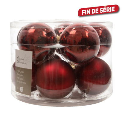 Boule de Noël en verre bordeaux Ø 6 cm 10 pièces DECORIS