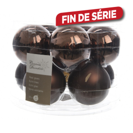 Boule de Noël en verre chocolat noir Ø 6 cm 10 pièces DECORIS