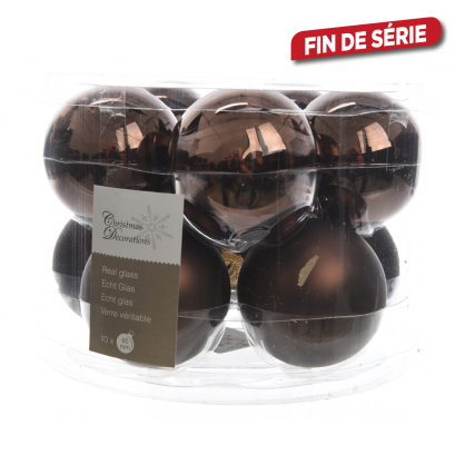 Boule de Noël en verre chocolat noir Ø 6 cm 10 pièces DECORIS