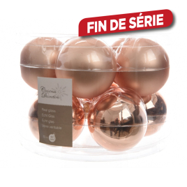 Boule de Noël en verre rose champagne Ø 6 cm 10 pièces DECORIS