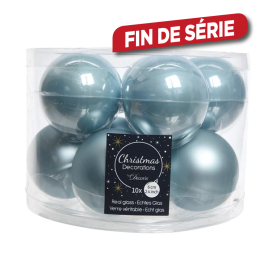 Boule de Noël en verre bleue brume en verre Ø 6 cm 10 pièces DECORIS