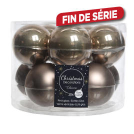 Boule de Noël en verre brun cachemire Ø 6 cm 10 pièces DECORIS