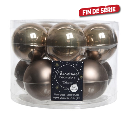 Boule de Noël en verre brun cachemire Ø 6 cm 10 pièces DECORIS