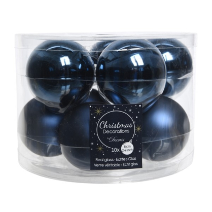 Boule de Noël en verre bleu nuit Ø 6 cm 10 pièces DECORIS