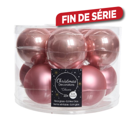 Boule de Noël en verre rose tendre Ø 6 cm 10 pièces DECORIS