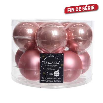 Boule de Noël en verre rose tendre Ø 6 cm 10 pièces DECORIS