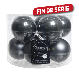 Boule de Noël en verre grise pierre Ø 6 cm 10 pièces DECORIS