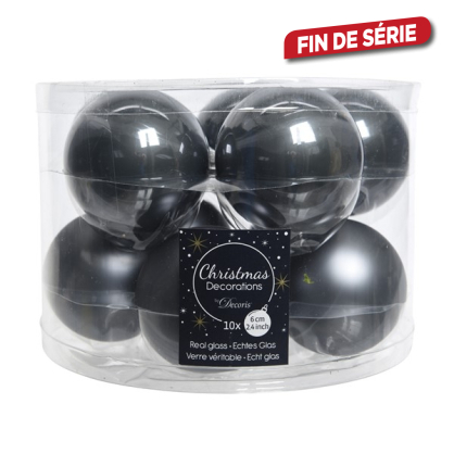 Boule de Noël en verre grise pierre Ø 6 cm 10 pièces DECORIS