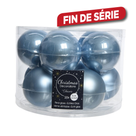 Boule de Noël en verre bleue acier en verre Ø 6 cm 10 pièces DECORIS