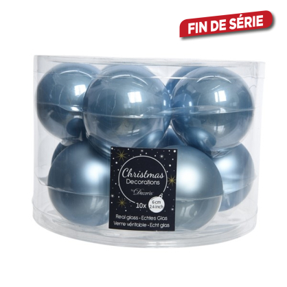 Boule de Noël en verre bleue acier en verre Ø 6 cm 10 pièces DECORIS