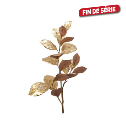 Branche à feuilles dorées et pailletées 92 cm